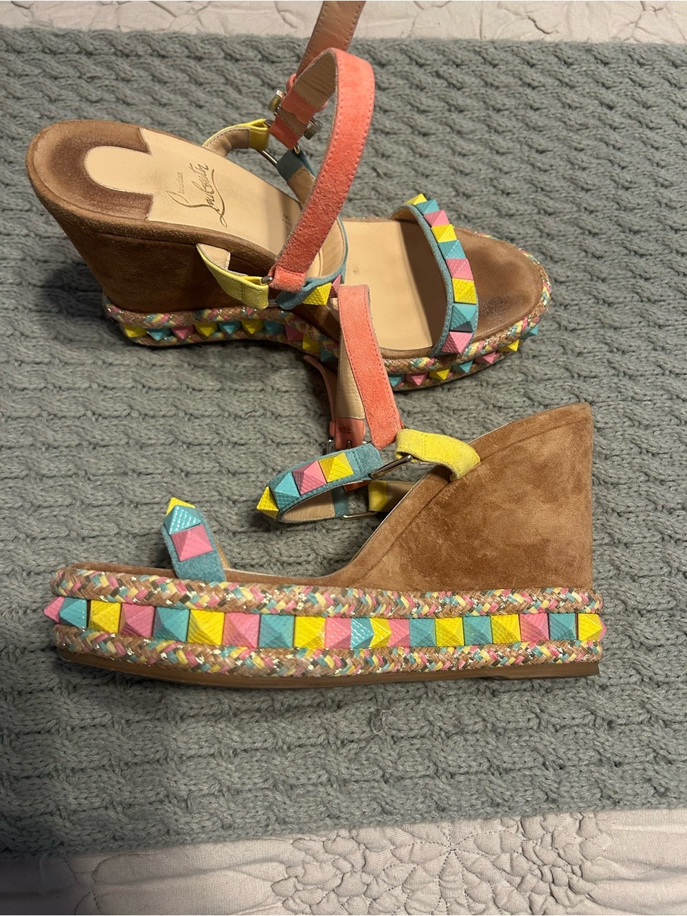 Christian Louboutin Pyraclou Suede Wedges size 38
